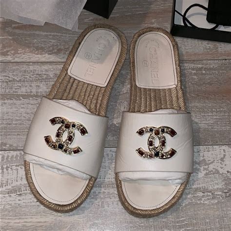 chanel espadrille sandals|authentic chanel espadrilles for sale.